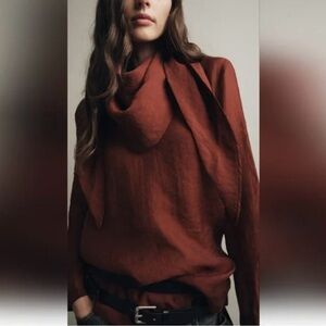 Zara FLOWY BLOUSE WITH MULTI-POSITION SCARF ZW COLLECTION